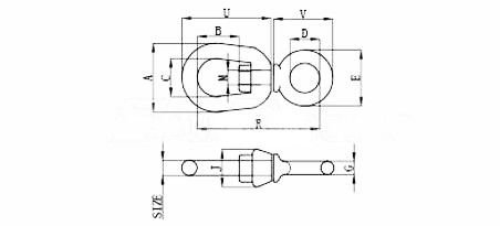 Fourniture de pièces métalliques en acier inoxydable à double œil en chaîne pivotante G-401